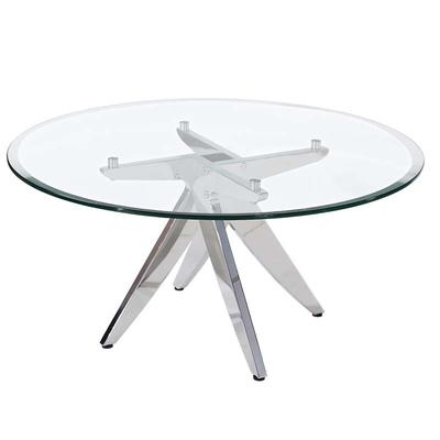 Stainless Steel Silver Tempered Glass Coffee Table With Cheap Price