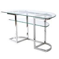 Glass Top Writing Desk With Stainless Steel Frame Factory Price