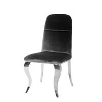 Black Velvet Dining Chair With Stainless Steel Cabriole Shaped