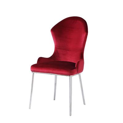 Elegant Red Velvet Dining Chair With Stainless Steel Frame ZCY-606