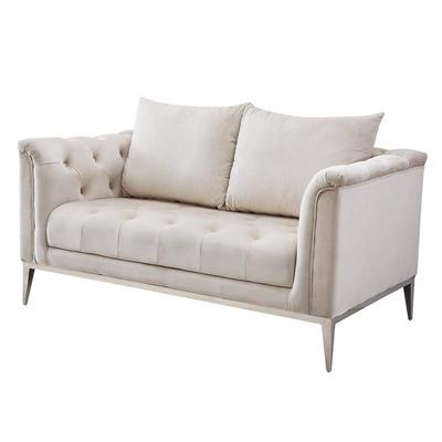 Modern Design Leather Love Seat Sofa With Stainless Steel Frame