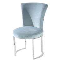 Modern Blue Velvet Dining Chair For With Stainless Steel Frame