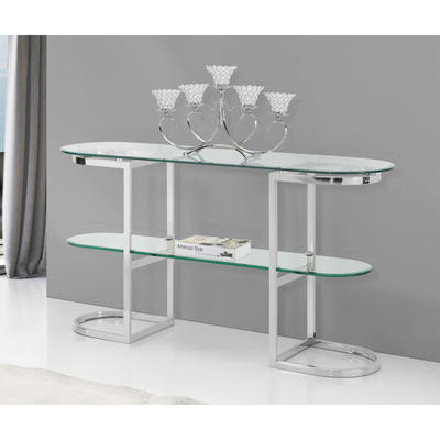 Living Room Glass Top Console Table with Stainless Steel Frame