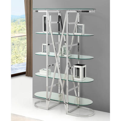 Stainless Steel Bookcase with Modern Design in Living Room